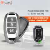 TANTRA TPU Key Cover and Round Key Chain Compatible with Hyundai Verna | Kona | i20 3Button Flip Key (Grey)