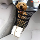 TANTRA Dual-Pocket Car Mesh Organizer – Backseat Net Bag, Barrier for Pets & Kids, Tissue & Purse Holder, Driver Storage Pouch, Car Divider