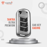 TANTRA TPU Key Cover and Metal Keychain Compatible for Mahindra Scorpio 2019+| Bolero 2020+ XUV 300 | Marazzo | XUV 700 | XUV 400 ev | Bolero | Thar 2020+ 3 Button Flip Key (Grey Pack of 1)