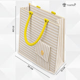 TANTRA Jute Bags With Zip | White Tote Bag for Women & Men | Large Carry Bag with Mobile Pocket | Water Bottle & Lunch Bag | Natural Cotton Handles | Reusable Shopping Bag (Large)