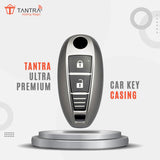 TANTRA TPU Key Cover and Metal Keychain Compatible for Maruti Suzuki Baleno | Ciaz | Swift | Ertiga | Ignis | Ritz | S-Cross | SX4 | Vitara Brezza 2 Button Smart Key Cover (Grey Pack of 2)