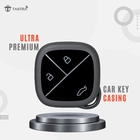 TANTRA TPU Key Cover Compatible with MG Comet EV Electric 3 Button Smart Key, Grey | Premium Soft Silicone Key Case | Shockproof Scratch Resistant Car Key Protector (Grey)