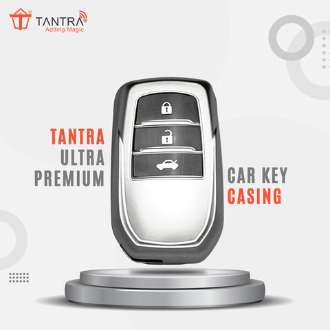 TANTRA Premium TPU Key Cover Compatible with Toyota Fortuner | Fortuner Legender | Innova Hycross 3 Button Smart Key (Grey Pack of 1)