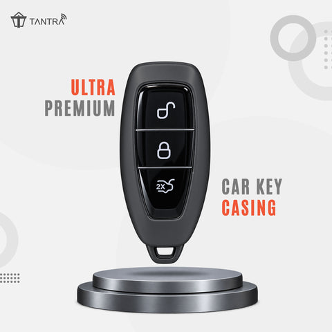 TANTRA TPU Key Cover Compatible with Ford Fiesta Focus Kuga C-Max Grand C-Max Galaxy B-Max S-Max | 3 Button Smart Remote Key Case | Grey