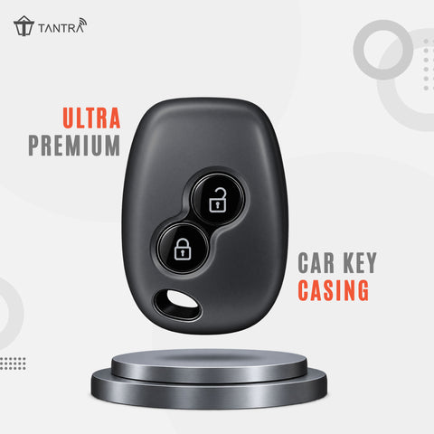 TANTRA TPU Key Cover Compatible with Renault Duster Logan Lodgy Kwid Nissan Terrano Mahindra Verito | 2 Button Smart Remote Key Case | Durable Key Protector (Grey)