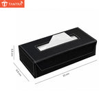 TANTRA Tissue Box Holder for Car, Home & Office | Premium Leather Tissue Holder | Tissue Dispenser for Bathroom | Sturdy Leather Tissue Box Cover | Napkin Box | Easy Tissue Placement | Black