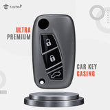 TANTRA TPU Key Cover Compatible with Fiat Linea, Punto & Avventura | 3 Button Flip Key Fob Protector | Soft Durable TPU Key Case | Scratch Resistant Car Key Cover | Grey