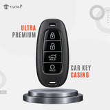 TANTRA TPU Key Cover Compatible with Hyundai Tucson Creta i20 Asta Venue Verna Elantra 4 Button Flip Key | Durable Key Protector | Soft TPU Key Fob Cover | Grey
