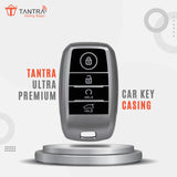 TANTRA TPU Key Cover and Metal Keychain Compatible for Kia Seltos, Sonet, Carens, Carnival 4 Button Smart Key (Grey Pack of 1)