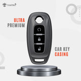 TANTRA TPU Key Cover Compatible with Nissan Ariya X-Trail Qashqai Altima Teana, 3 Button Smart Key Case, Soft Silicone Car Key Protector with Keychain, Grey