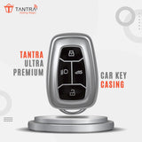 TANTRA TPU Key Cover and Metal Keychain Compatible for Tata Nexon | Harrier | Safari | Altroz | Tigor | EV | Punch | Tiago EV Electric 4 Button Smart Key (Grey Pack of 2)