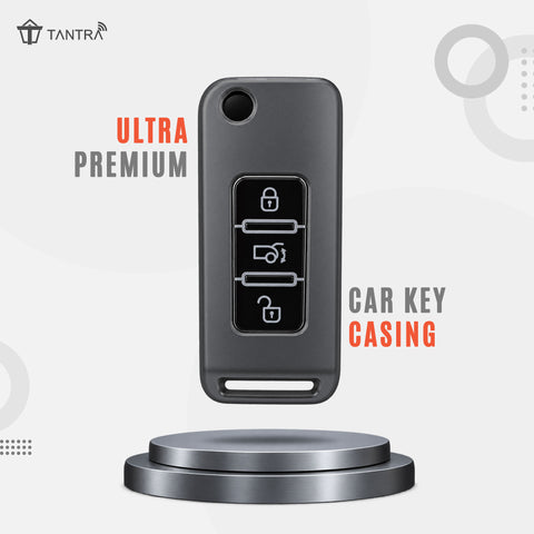 TANTRA TPU Key Cover Compatible with Mahindra XUV500 3 Button Flip Key | Durable Key Protector | Soft TPU Key Fob Cover | Grey