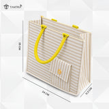 TANTRA Jute Bags With Zip | White Tote Bag for Women & Men | Medium Carry Bag with Mobile Pocket | Water Bottle & Lunch Bag | Natural Cotton Handles | Reusable Shopping Bag (Medium)