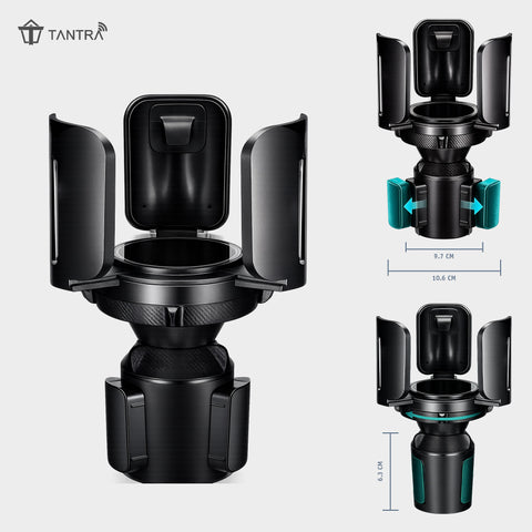 TANTRA Universal Car Cup Holder Expander | Adjustable Cup Holder Adapter with Rubber Grip | Fits Bottles, Mugs, Food & Drinks Under 5.51" | Car, SUV, Truck & RV Organizer