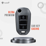 TANTRA TPU Key Cover Compatible with Citroen C3, Basalt, Aircross 2 Button Flip Key | Durable Key Protector | Premium Soft TPU Key Fob Cover | Grey