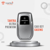 TANTRA TPU Leather Car Key Cover Compatible with Toyota Fortuner, Innova Crysta Smart Key (Grey Pack of 1)