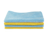 TANTRA Microfiber Vehicle Washing Cloth -Yellow-2Pcs , Blue-2Pcs  (Pack Of 4, 340 GSM)