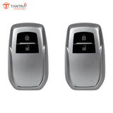 TANTRA TPU Leather Car Key Cover Compatible with Toyota Fortuner, Innova Crysta Smart Key (Grey Pack of 2)