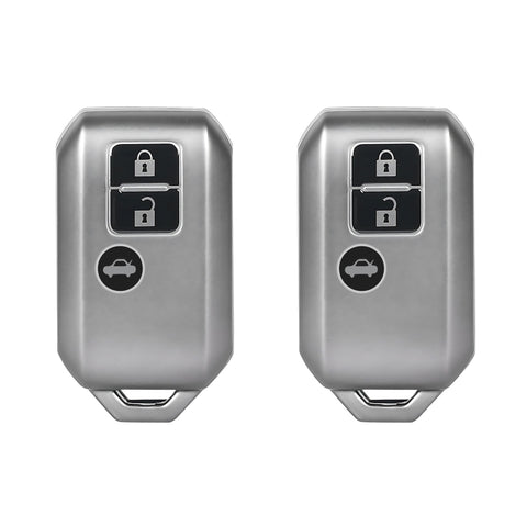 TANTRA TPU Key Cover and Metal Keychain Compatible for  Suzuki, Baleno, XL6, Swift, Ertiga, 3 Button Smart Key Cover (Grey Pack of 2)