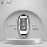 TANTRA TPU Key Cover Compatible with Hyundai Verna | Kona | i20 3Button Flip Key (Grey)