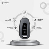 TANTRA TPU Key Cover and Round Key Chain Compatible with Tata Indica Vista, Indigo Manza 2 Button Key | Soft Protective Key Fob Case | Durable Scratch Resistant Key Protector | Grey