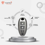 TANTRA TPU Key Cover and Round Keychain Compatible for Maruti Suzuki Baleno | Ciaz | Swift | Ertiga | Ignis | Ritz | S-Cross | SX4 | Vitara Brezza 2 Button Smart Key Cover (Grey)