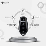 TANTRA TPU Key Cover Compatible with BYD Atto 3, Seal, Sealion, eMax7, Dolphin & Han Smart 4 Button Key | Soft Protective Key Fob Case | Scratch Resistant Key Protector | Grey