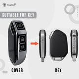 TANTRA TPU Key Cover and Round Key Chain Compatible with Kia Syros, Seltos, EV6, EV9, 4 Button Smart Remote Key Case | Durable Key Protector | Premium Soft TPU Key Fob Cover | Grey