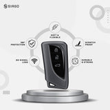 TANTRA TPU Key Cover and Round Key Chain Compatible with Lexus ES200 ES260 ES300H ES350 GX460 LC500 LC500H LS350 LS500H UX200 UX250H UX260H | 3 Button Flip Key | Grey