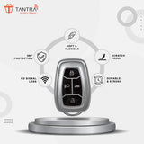 TANTRA TPU Key Cover and Metal Keychain Compatible for Tata Nexon | Harrier | Safari | Altroz | Tigor | EV | Punch | Tiago EV Electric 4 Button Smart Key (Grey Pack of 2)