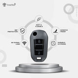TANTRA TPU Key Cover and Metal Key Chain Compatible with Citroen C3, Basalt, Aircross 2 Button Flip Key | Durable Key Protector | Premium Soft TPU Key Fob Cover | Grey