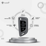TANTRA TPU Key Cover and Metal Key Chain Compatible with Audi Xhorse / Keydiy KD B29 Model Universal Remote Flip Key, 3 Button Smart Key Cover, Protective (Grey)