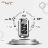 TANTRA TPU Key Cover and Metal Keychain Compatible for Mahindra Scorpio 2019+| Bolero 2020+ XUV 300 | Marazzo | XUV 700 | XUV 400 ev | Bolero | Thar 2020+ 3 Button Flip Key (Grey Pack of 1)