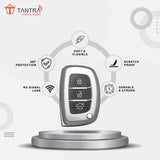 TANTRA TPU Key Cover and Metal Keychain Compatible for Hyundai Aura Elantra I.10 Grand Nios I.20 Elite Verna 4S Creta I.10 Grand I.20 Activa Tucson Xcent 3 Button Smart Key (Grey Pack of 2)