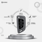 TANTRA TPU Key Cover and Round Key Chain Compatible with Audi Xhorse / Keydiy KD B29 Model Universal Remote Flip Key, 3 Button Smart Key Cover, Protective (Grey)