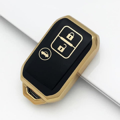 TANTRA TPU Car Key Cover Compatible for Maruti Suzuki Swift, Dzire, Ertiga 3 Button Smart Key Cover (Black Gold)