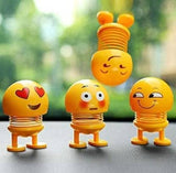 TANTRA Spring Cute Smiley Doll Car Ornament Interior Dashboard Decor Bounce (Pack of 2) (Yellow)