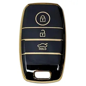 TANTRA TPU Key Cover Compatible with Kia Sonet | Carens | Seltos 3 Button Smart Key Only (Black)