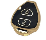 Tantra Soft TPU Premium Car Key Cover Compatible for Innova 2012 - 2016 2 Button Key (Black with Golden)