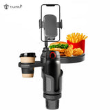 TANTRA 4-in-1 Car Cup Holder Expander | 360° Rotating Tray with Phone Mount & Food Tray | Adjustable Base for Most Vehicles, RVs & Trucks | Multi-Function Car Organizer