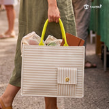 TANTRA Jute Bags With Zip | White Tote Bag for Women & Men | Large Carry Bag with Mobile Pocket | Water Bottle & Lunch Bag | Natural Cotton Handles | Reusable Shopping Bag (Large)