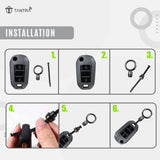 TANTRA TPU Key Cover and Round Key Chain Compatible with Citroen C3, Basalt, Aircross 2 Button Flip Key | Durable Key Protector | Premium Soft TPU Key Fob Cover | Grey