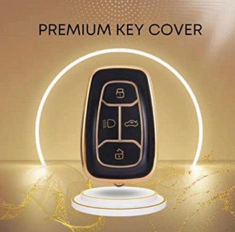 TANTRA TPU Key Cover Compatible with Tata Nexon | Harrier | Safari | Altroz | Tigor | EV | Punch | Tiago EV Electric 4 Button Smart Key Only (Black)