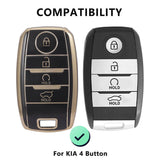 TANTRA TPU Key Cover Compatible with Kia Seltos, Sonet, Carens, Carnival 4 Button Smart Key (Hold Button Down) (Black)