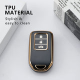 TANTRA TPU car Key Cover Compatible for Honda City, Civic, Jazz, Amaze, CR-V, BR-v, WR-V with 3 Button Smart Key (Gold Black)