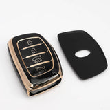 TANTRA TPU Car Key Cover Compatible for Hyundai Creta | Venue | i20 2021 | Tucson | Elantra | i20 N Line 2021 4 Button Smart Key Cover (Black)