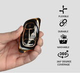 TANTRA TPU Key Cover Compatible with Tata Nexon | Harrier | Safari | Altroz | Tigor | EV | Punch | Tiago EV Electric 4 Button Smart Key Only (Black)
