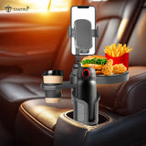 TANTRA 4-in-1 Car Cup Holder Expander | 360° Rotating Tray with Phone Mount & Food Tray | Adjustable Base for Most Vehicles, RVs & Trucks | Multi-Function Car Organizer