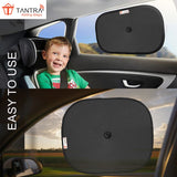 TANTRA Car Sun Shade for Side Windows (Black) Pack of 4