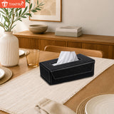 TANTRA Tissue Box Holder for Car, Home & Office | Premium Leather Tissue Holder | Tissue Dispenser for Bathroom | Sturdy Leather Tissue Box Cover | Napkin Box | Easy Tissue Placement | Black